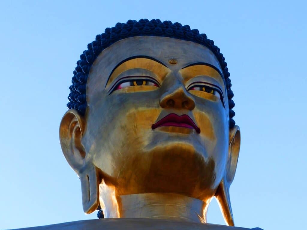 Buddha Gesicht von der größten Statue in Bhutan