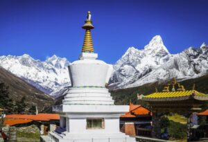 Kloster Tengboche mit Ama Dablam und mt. Everest. Ama Dablam Base Camp Trekking in Nepal